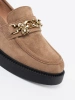 Beige Moccasins with Gold Chain