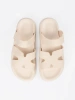 Light beige women's flat slide sandals