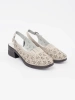 Beige perforated low heel sandals