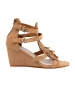 Brown wedge sandals with fringes