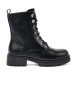 Black lace-up worker boots with metal decoration