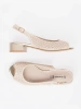 Light Beige Perforated Low-Heel Sandals
