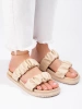 Beige Slide Sandals with Straps