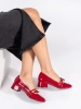 Glossy Red Low-Heel Court Shoes