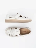 Women's perforated white shoes with velcro