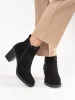 Black suede block-heeled ankle boots