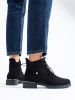 Suede Black Lace-Up Ankle Boots
