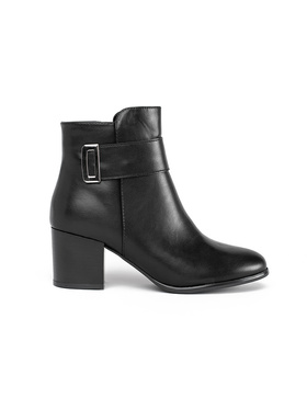 Classic Elegant Black Block Heel Ankle Boots by Sergio Leone