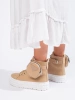 Platform Sneakers with Pocket in Beige