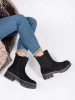 Black Suede Ankle Boots with Stretch Panel