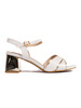 White and Gold Block Heel Sandals