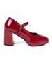 Glossy Red Buckle Heel Shoes