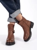Warm Walnut Leather Platform Boots by Sergio Leone
