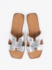 Silver square-toe slides