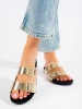 Gold sandals with decorative buckles