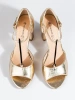 Classic Gold High Block Heel Sandals