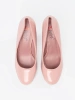 Pink patent block heel pumps