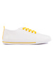 White Sneakers with Yellow Laces