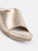 Women's gold platform slides