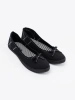 Black fabric ballet flats with a bow