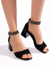 Black Low Block Heel Sandals