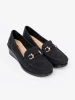 Black wedge loafers with decoration
