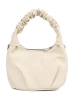 Small light beige handbag with ruched handle