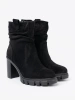 Stylish Black Ankle Boots with Ruched Upper