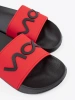 Black-red flip-flops with inscription