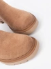 Minimalist Camel Ankle Boots in Soft Suede