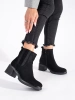 Chic Black Suede Ankle Boots with Block Heel