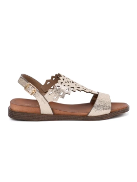 Gold sandals with openwork embellishments