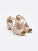 Beige women's heeled sandals