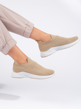Beige Textile Sneakers