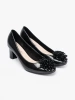 Patent Leather Pumps with Striking Embellishment