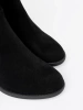 Elegant Black Ankle Boots with Ruched Upper on a Column Heel