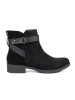 Black Suede Ankle Boots with Decorative Strap