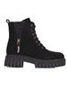 Botki damskie sznurowane z ozdobną cholewką czarne