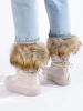 Cream Snow Boots with Faux Fur