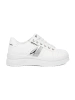White Sneakers with Metallic Silver Accent