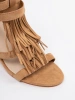 Brown wedge sandals with fringes