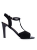 Elegant Black Suede Stiletto Sandals by Sergio Leone