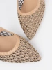 Beige perforated low heel pumps