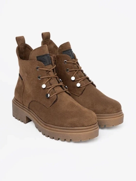Light Brown Women's Ankle Boots with Suede Finish by Sergio Leone