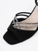Black suede block heel sandals