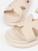 Light beige women's flat slide sandals