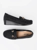 Black wedge loafers with decoration