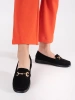 Women's black suede loafers