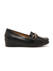 Black Wedge Loafers with Gold Embellishment