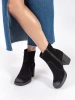Sergio Leone Black Leather Block Heel Ankle Boots
